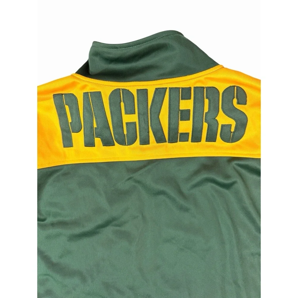 Majestic Green Bay Packers Track Jacket Mens Large NFL Zip Up Yellow Green